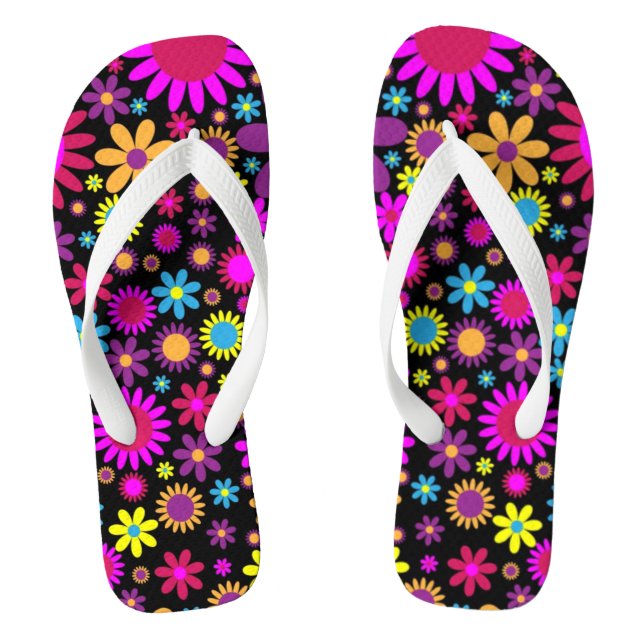 Flowers Floral Background Pattern Flip Flops (Footbed)