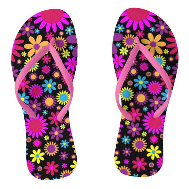 Flowers Floral Background Pattern Flip Flops (Footbed)