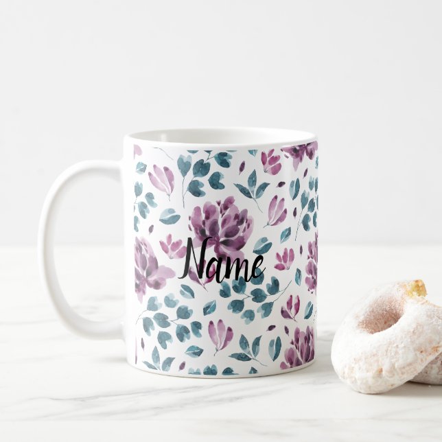 Flowers Floral Beautiful pattern Ceramic Novelty Coffee Mug (With Donut)