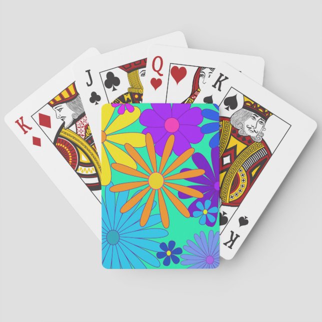 Flowers Floral Colourful Deck of Playing Cards (Back)