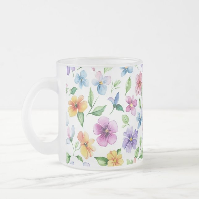Flowers Floral Pattern Sublimation-95652 Frosted Glass Coffee Mug (Left)
