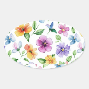 Flowers Floral Pattern Sublimation-95652 Oval Sticker