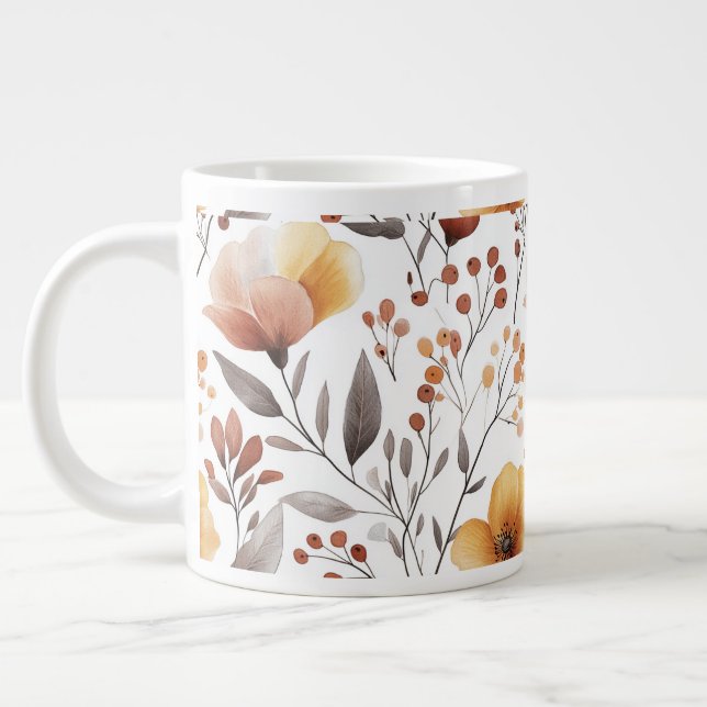 Flowers Floral Pattern Sublimation-95653 Large Coffee Mug (Left)