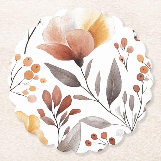 Flowers Floral Pattern Sublimation-95653 Paper Coaster (Front)
