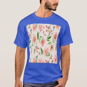 Flowers Floral Peach Colour Summer Spring Watercol T-Shirt