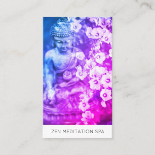 *~* Flowers Floral QR code Ombre Buddha Meditation Business Card