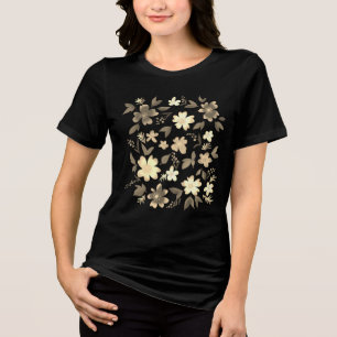 Flowers, floral theme sepia colours Tri-Blend shirt