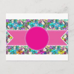flowers floral vines colourful chic elegant bridal postcard
