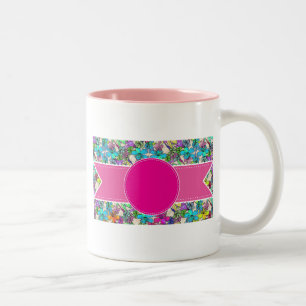 flowers floral vines colourful chic elegant bridal Two-Tone coffee mug