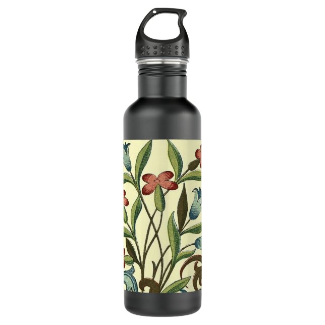 Flowers Floral Wallpaper Art Nouveau Pretty 710 Ml Water Bottle (Front)