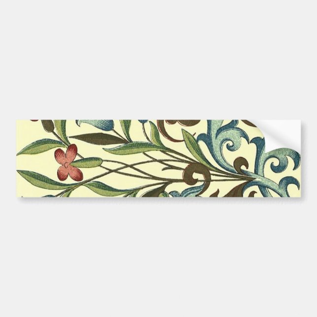 Flowers Floral Wallpaper Art Nouveau Pretty Bumper Sticker (Front)