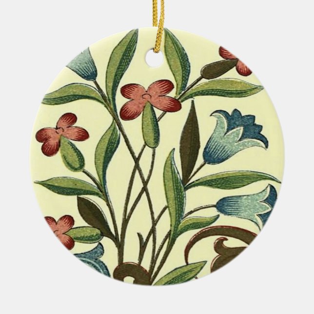 Flowers Floral Wallpaper Art Nouveau Pretty Ceramic Tree Decoration (Front)
