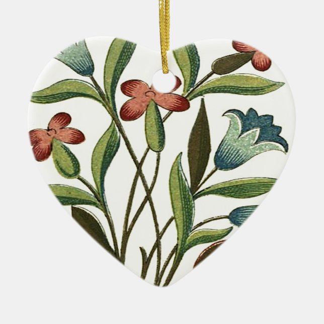 Flowers Floral Wallpaper Art Nouveau Pretty Ceramic Tree Decoration (Front)