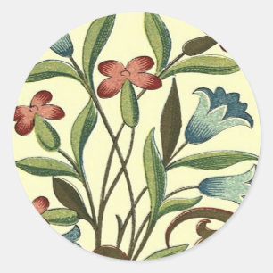 Flowers Floral Wallpaper Art Nouveau Pretty Classic Round Sticker