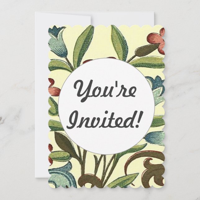 Flowers Floral Wallpaper Art Nouveau Pretty Invitation (Front)