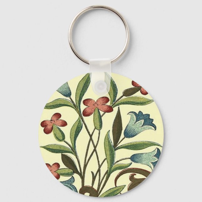 Flowers Floral Wallpaper Art Nouveau Pretty Key Ring (Front)