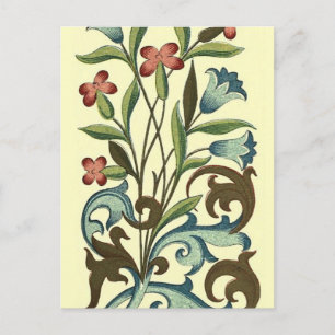 Flowers Floral Wallpaper Art Nouveau Pretty Postcard