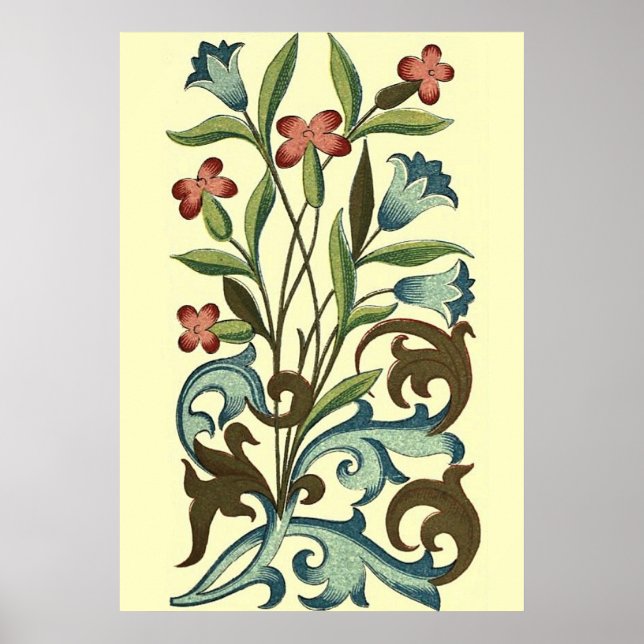 Flowers Floral Wallpaper Art Nouveau Pretty Poster (Front)