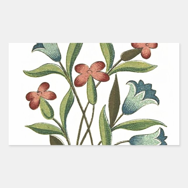 Flowers Floral Wallpaper Art Nouveau Pretty Rectangular Sticker (Front)