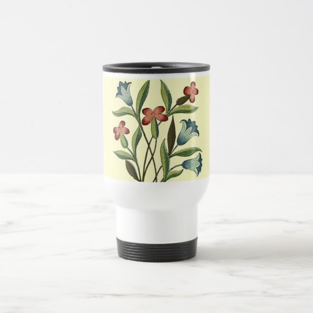 Flowers Floral Wallpaper Art Nouveau Pretty Travel Mug (Center)