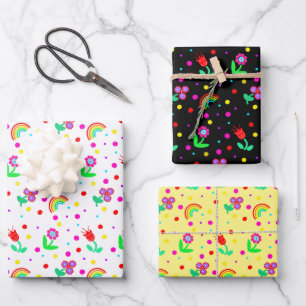 Flowers, Flowers and Polka Dots Girl's   Tissue Pa Wrapping Paper Sheet