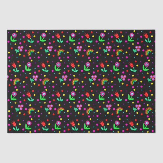 Flowers, Flowers and Polka Dots Girl's  Tissue Paper (Front)