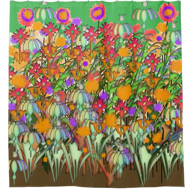 Flowers Flowers Flowers Green  Shower Curtain (Front)