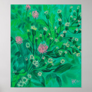 Flowers For Bumblebee, Summer Wildflowers Painting Poster