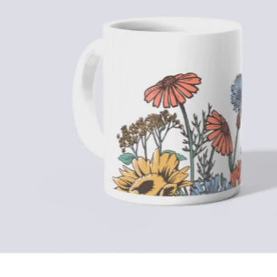 FLOWERS FOR GRAMMY Blues/ Yellows Personalise Coffee Mug