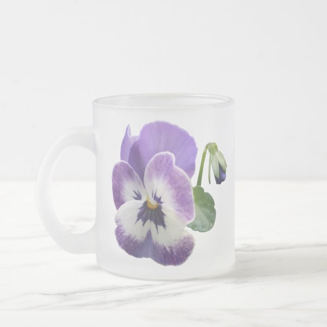 Flowers for Grandma Frosted Glass Pansies Coffee Mug (Left)