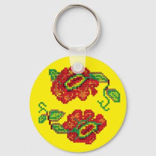 Flowers For My Belle II - Yellow Bkg. Key Ring