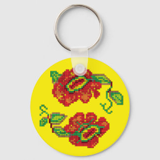 Flowers For My Belle II - Yellow Bkg. Key Ring