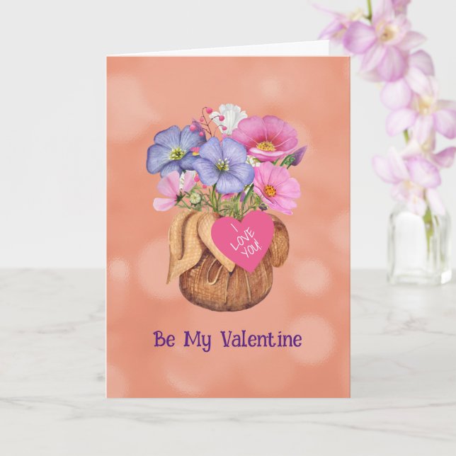 Flowers For My Valentine 5" x 7" Folded Card (Orchid)