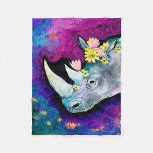 Flowers for Rhino Fleece Blanket