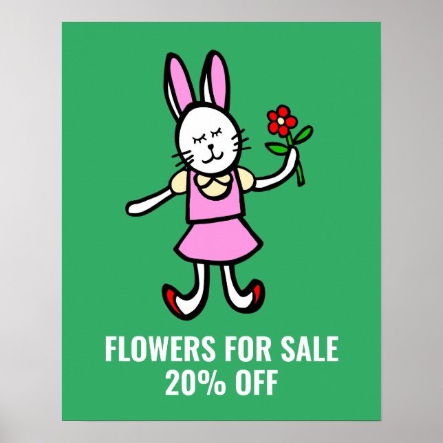 Flowers for Sale Sign, Valentine's Day Poster (Front)