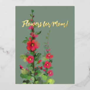 Flowers for the best mum! foil holiday postcard