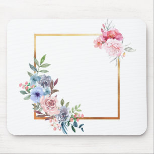 Flowers Frame Floral Frame Boundary Rose Leaves Mouse Mat
