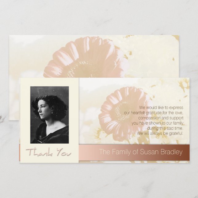 Flowers Frame Photo Sympathy Thank You P Card (Front/Back)