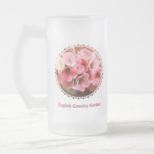 FLOWERS FROSTED GLASS BEER MUG