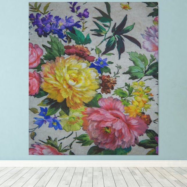 Flowers fulcolor texture Jacquard tapestry canvas Print (Insitu(Wood Floor))