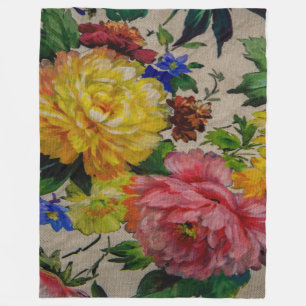 Flowers fulcolor texture tapestry fleece blanket