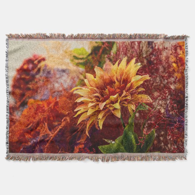 Flowers fulcolors woven blanket Jacquard (Front)