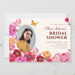 Flowers garden bloom spring photo bridal shower invitation