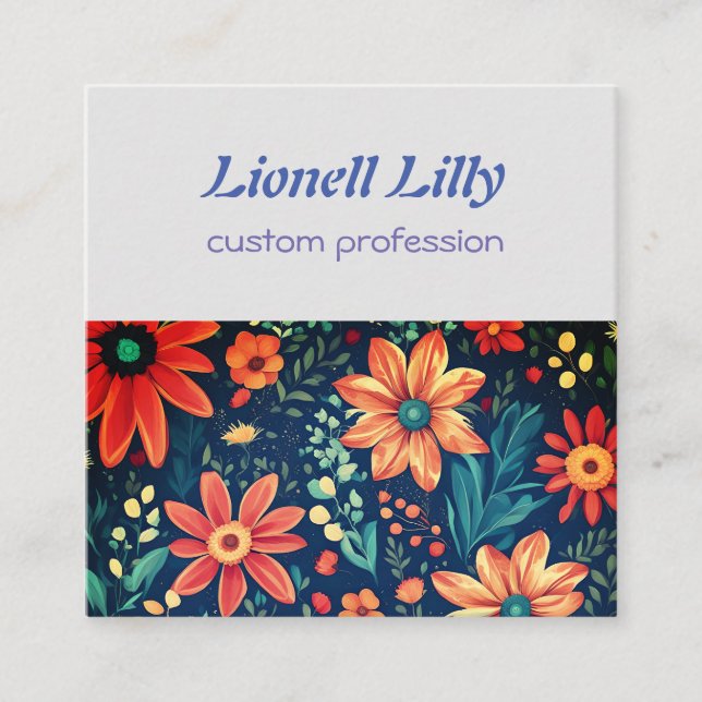 Flowers Garden Magic Square Business Card (Front)