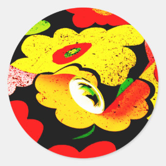 Flowers Garden Turquoise Mauve Brown,flowers garde Classic Round Sticker