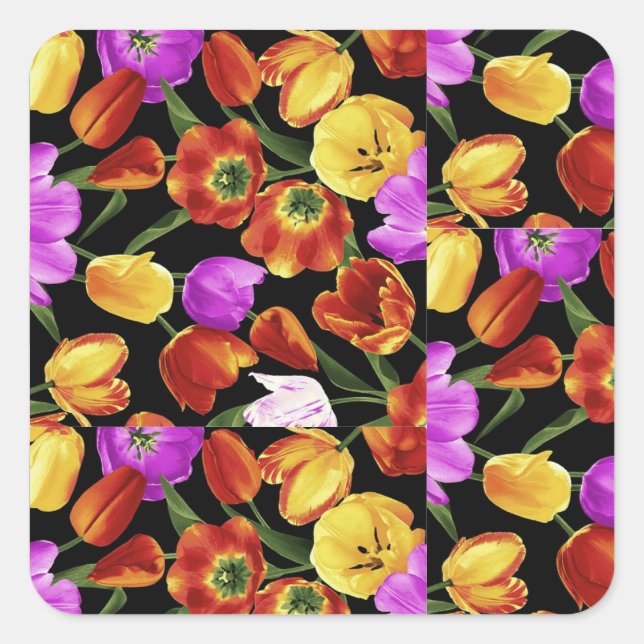 Flowers Garden Turquoise Mauve Brown,flowers garde Square Sticker (Front)