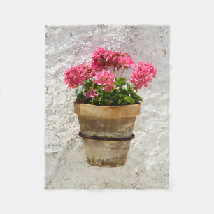 Flowers Geranium In Flower in Pot Fleece Blanket