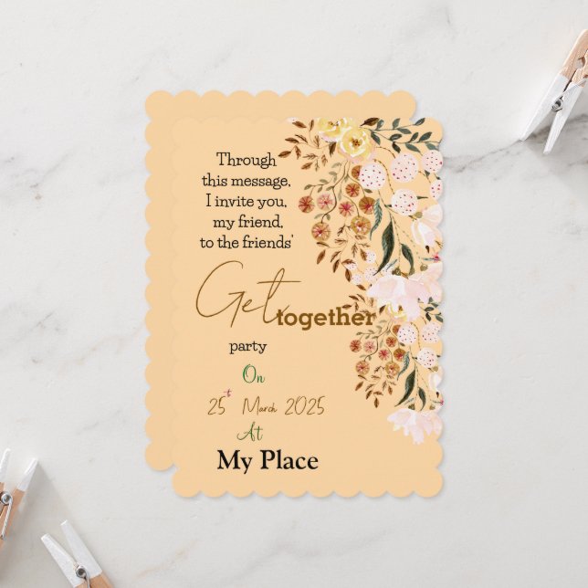 Flowers Get-Together Invitation (Front/Back In Situ)