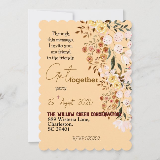 Flowers Get-Together Invitation (Front)