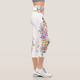 Flowers Giraffe Capri Leggings